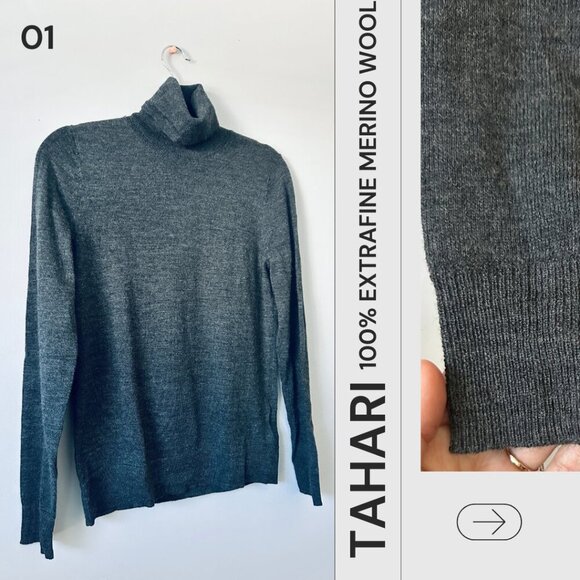 Tahari Size S Turtleneck Sweater – 100% Extrafine Merino Wool - Picture 6 of 8